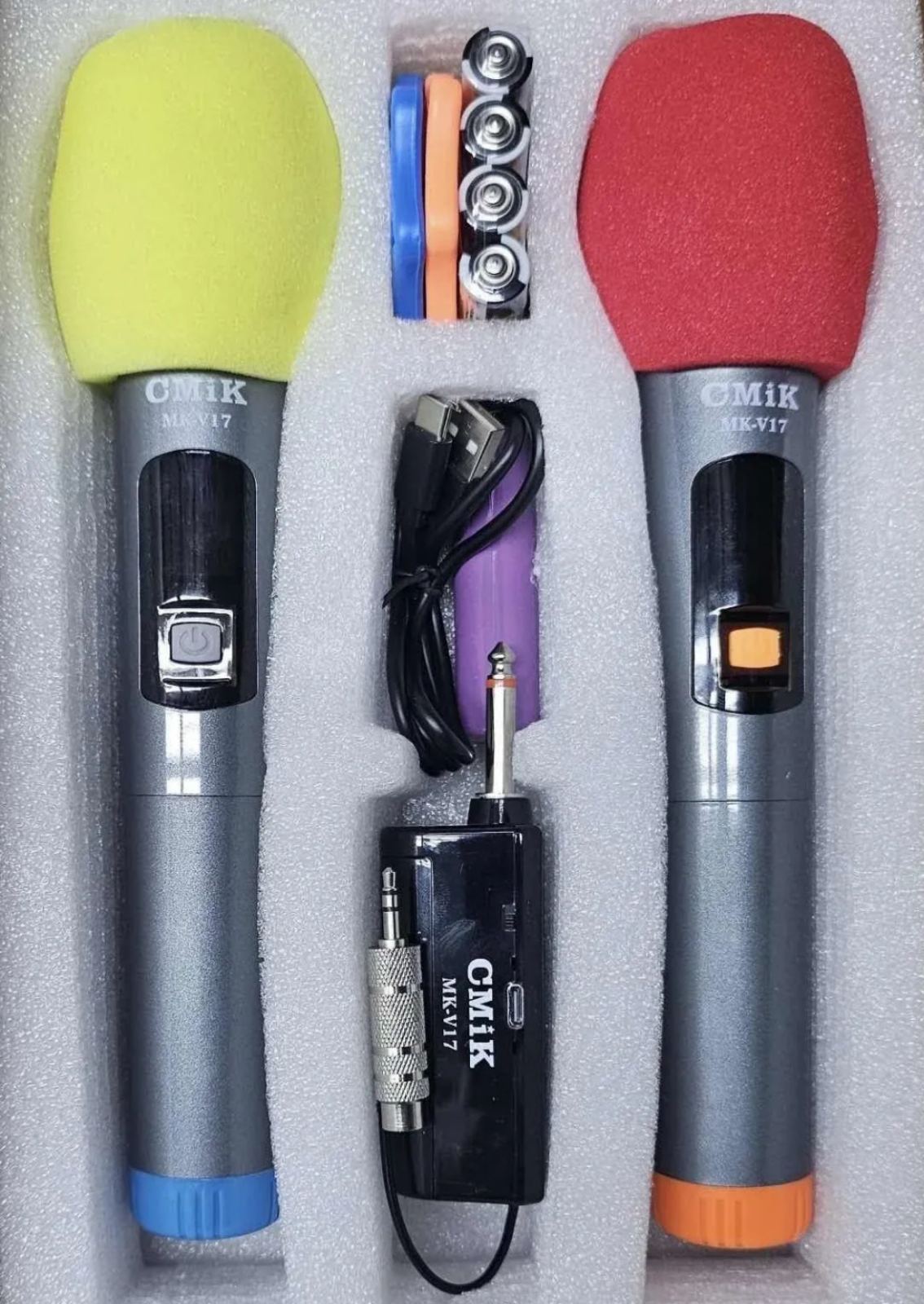 Mikrofon bezicni sa dva mikrofona karaoke sivi CMIK V17