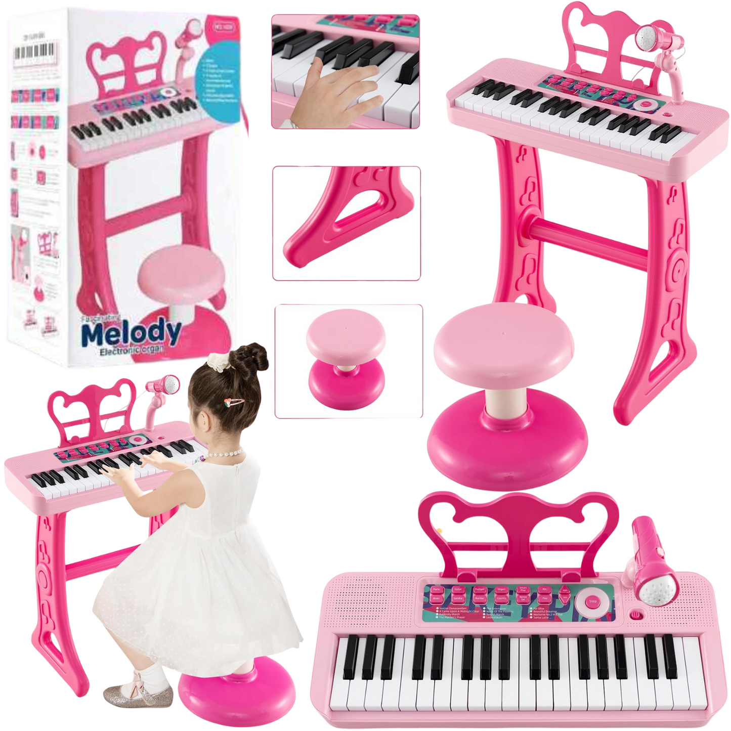 Klavir sa stolicom i mikrofon deciji