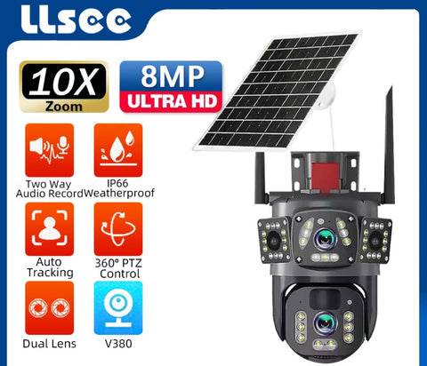 4G SIM solarna kamera, 4K sa 2 sociva V380 LLSEE